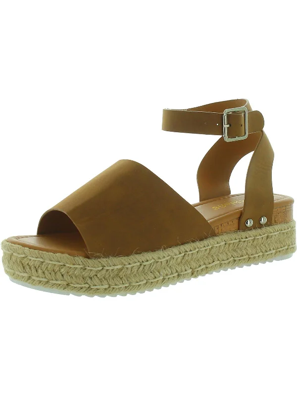 Instant Discount Womens Faux Leather Ankle Strap Platform Sandals