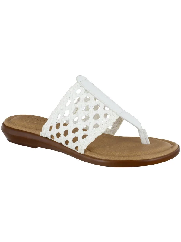 Discount Mania Womens Faux Leather Braided Slide Sandals