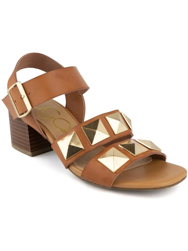 Deep Discounts Womens Faux Leather Open Toe Block Heel
