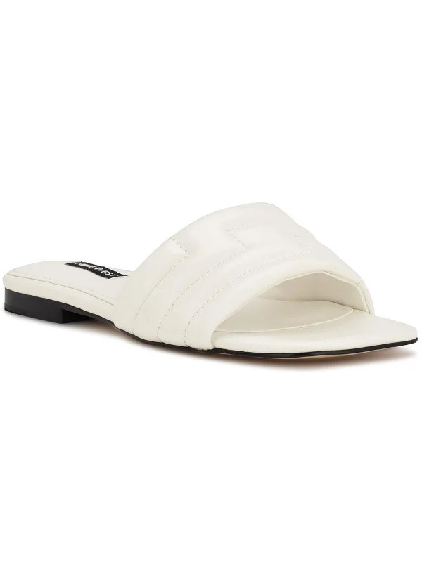 Weekend Specials Just for You Womens Faux Leather Peep-Toe Slide Sandals