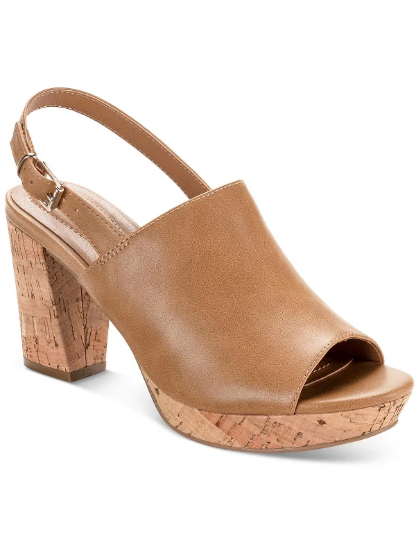 Mega Sale Womens Faux Leather Peep-Toe Slingback Sandals