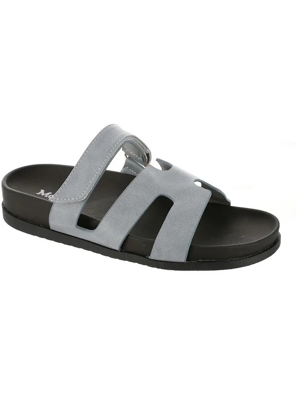 Weekend Offers That Shine Womens Faux Leather Strappy Sandals