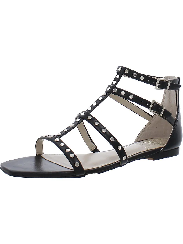 Members Only Womens Faux Leather Strappy Sandals