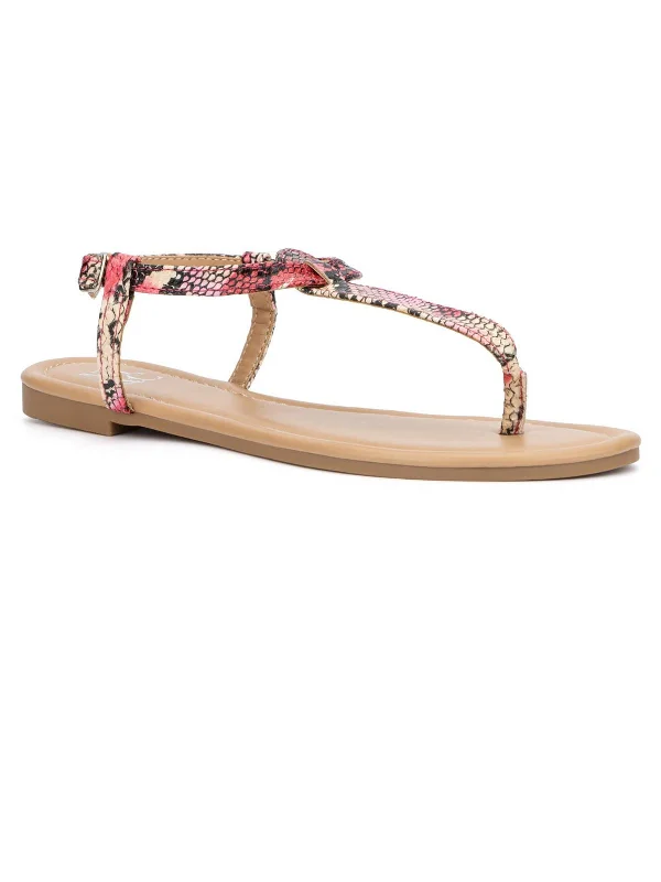 Shop Now And Enjoy Exclusive Savings Womens Faux Leather T-Strap Sandals