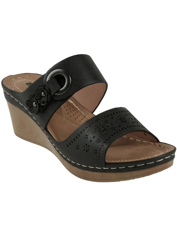 Weekend Shopping Made Better Womens Faux Leather Wedge Sandals