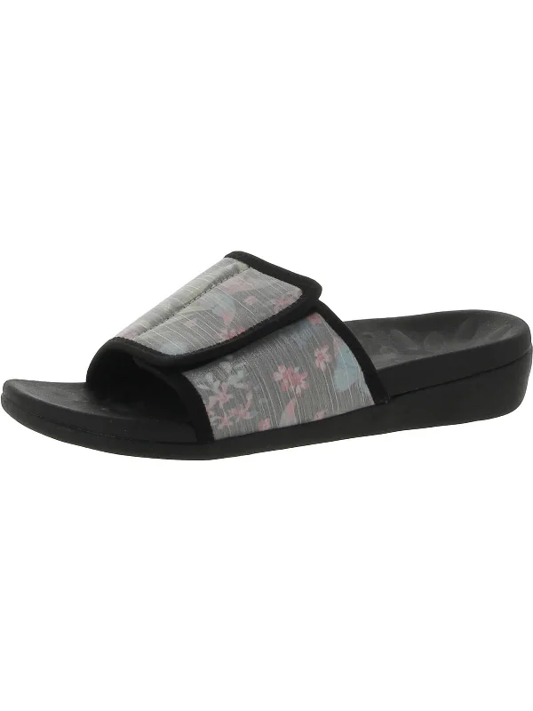 Midnight Madness Womens Floral Slip-On Pool Slides