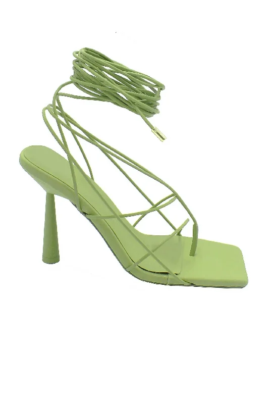 Weekend Discounts You Deserve Women's Lace Up Sandals In Apple Green
