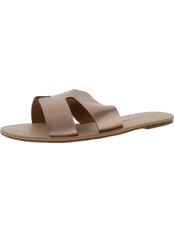 Price Cut Womens Meatllic Slip On Slide Sandals