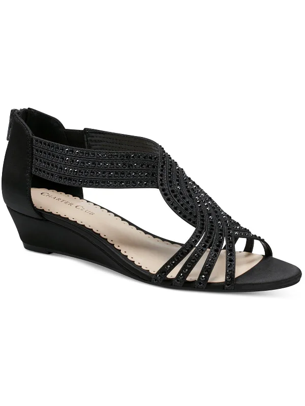 The Best Time To Shop Is Now Womens Satin Zipper Wedge Sandals