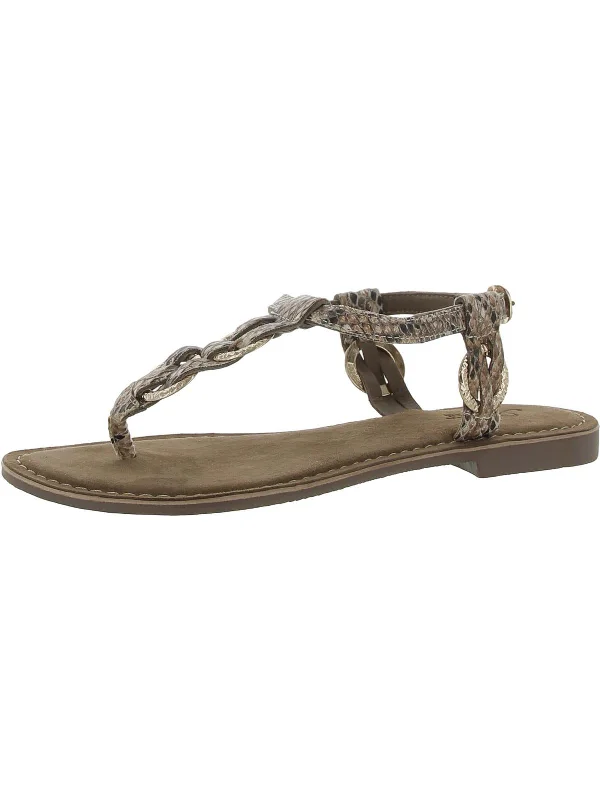 Daily Specials Womens Snake Prinke Ankle Strap Thong Sandals