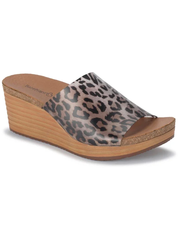 Don't Miss YALISSA Womens Animal Print Vinyl Mule Sandals