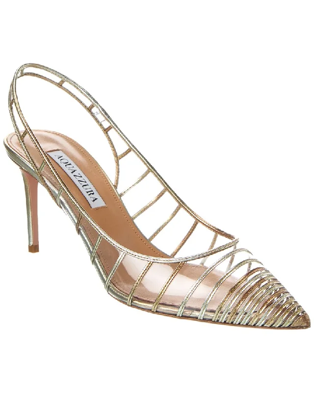 Weekend Bargains Galore Aquazzura Call Me 75 Vinyl & Leather Slingback Pump
