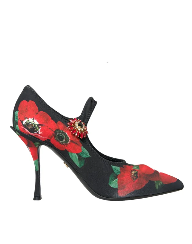 Special Savings Dolce & Gabbana  Floral Crystal Mary Jane Pumps Women's Shoes