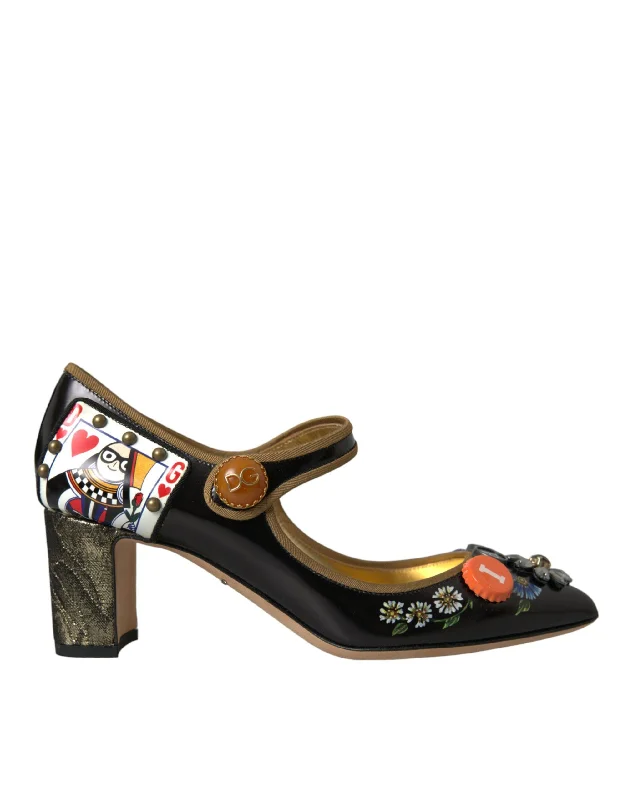 Deal Dash Dolce & Gabbana  Leather Crystal Mary Jane Pumps Women's Shoes