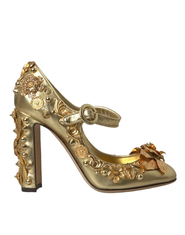 Early Access Dolce & Gabbana  Leather Crystal Mary Janes Pumps Women's Shoes