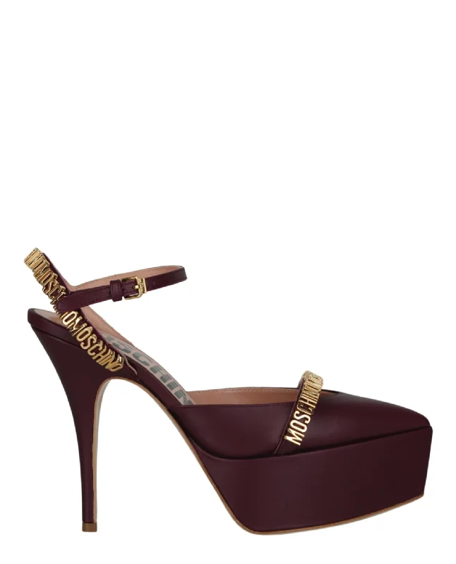 Holiday Sale Logo Lettering Ankle Strap Pumps