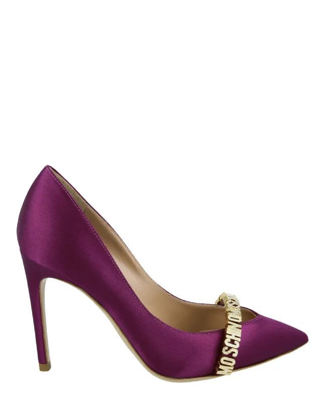 Unbeatable Prices Logo Lettering Satin Pumps