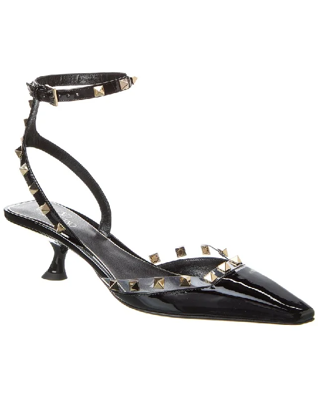 Weekend Bargains Await You Valentino Rockstud 50 Patent & Vinyl Pump