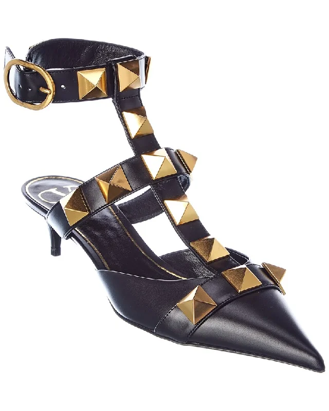 Low Price Valentino Roman Stud 40 Leather Ankle Strap Pump