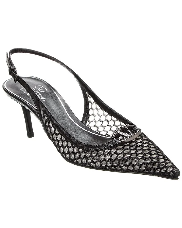 Exclusive Savings Valentino VLogo 60 Mesh & Leather Slingback Pump