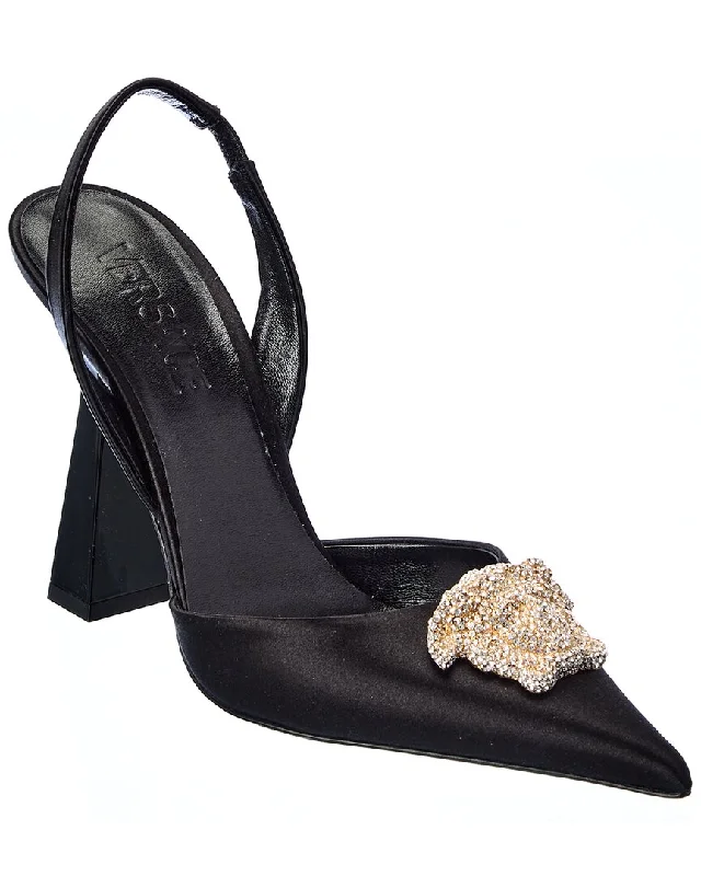 Don't Delay Versace La Medusa Satin Slingback Pump