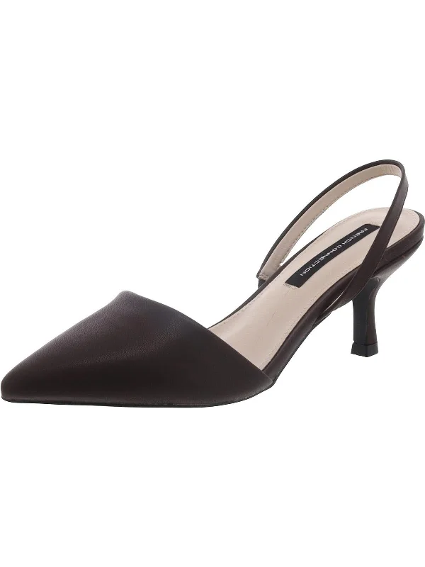Price Reduction Womens Faux Leather Burnished Slingback Heels